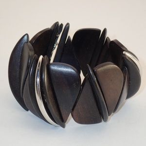 SOPHISTICATED DARK WOOD AND METAL BRACELET